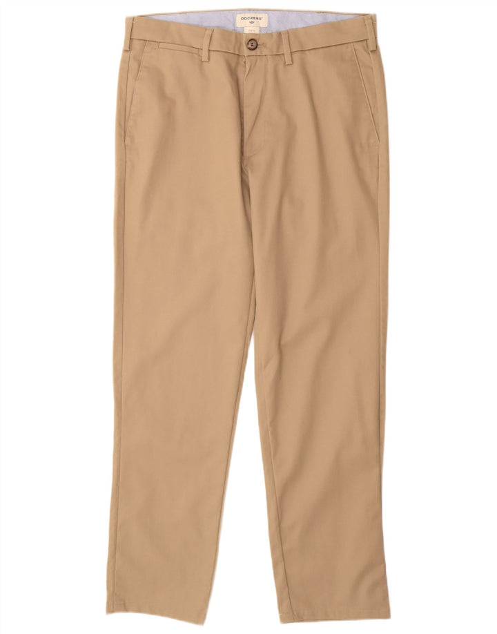 DOCKERS Pantalón chino slim fit para hombre W32 L30 Algodón beige