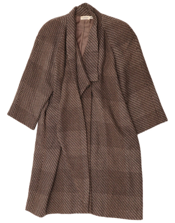 Vintage mujer abrigo EU 44 XL lana a rayas marrón