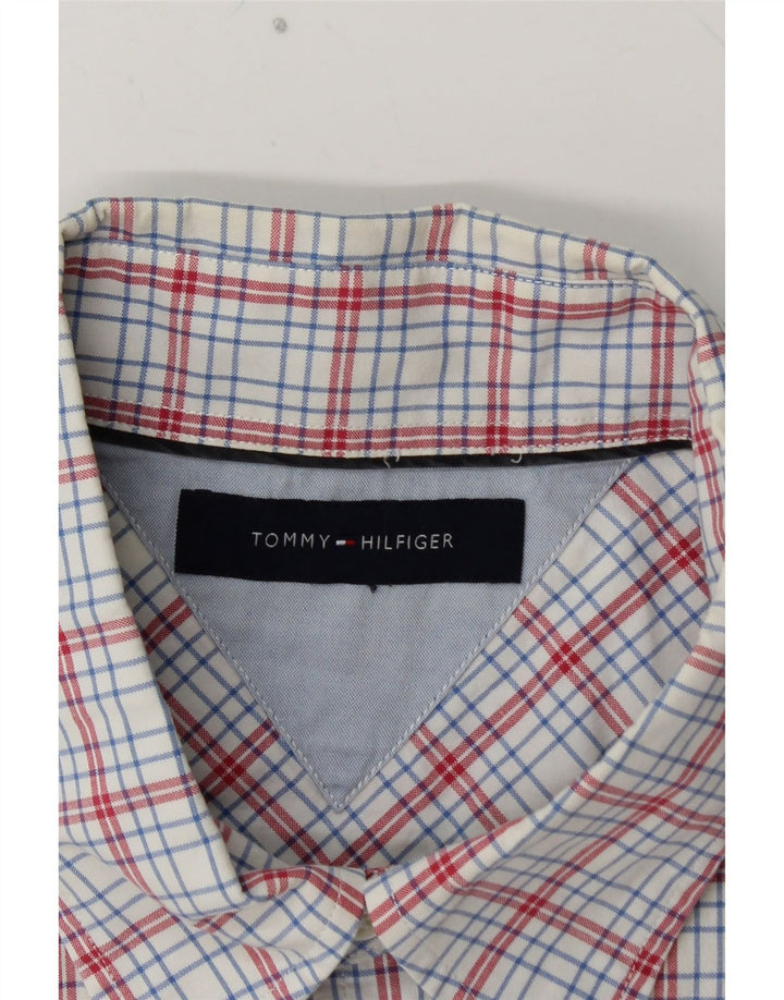 TOMMY HILFIGER Camisa de manga corta para hombre XL Blue Check Cotton