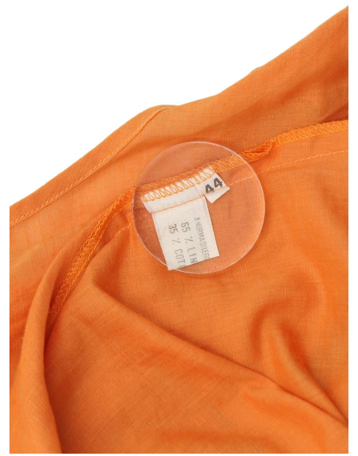 Vintage mujer sin mangas jersey camisa vestido IT 44 lino naranja medio