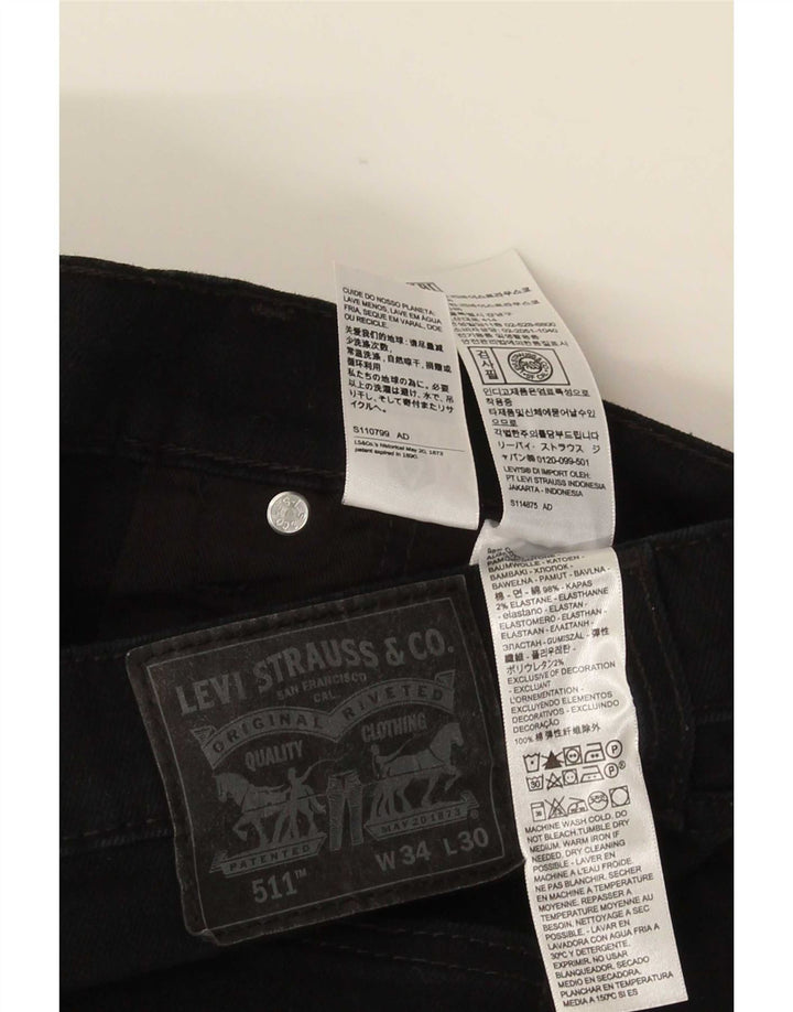 Levi's Hombre 511 Slim Jeans W34 L30 Algodón Negro