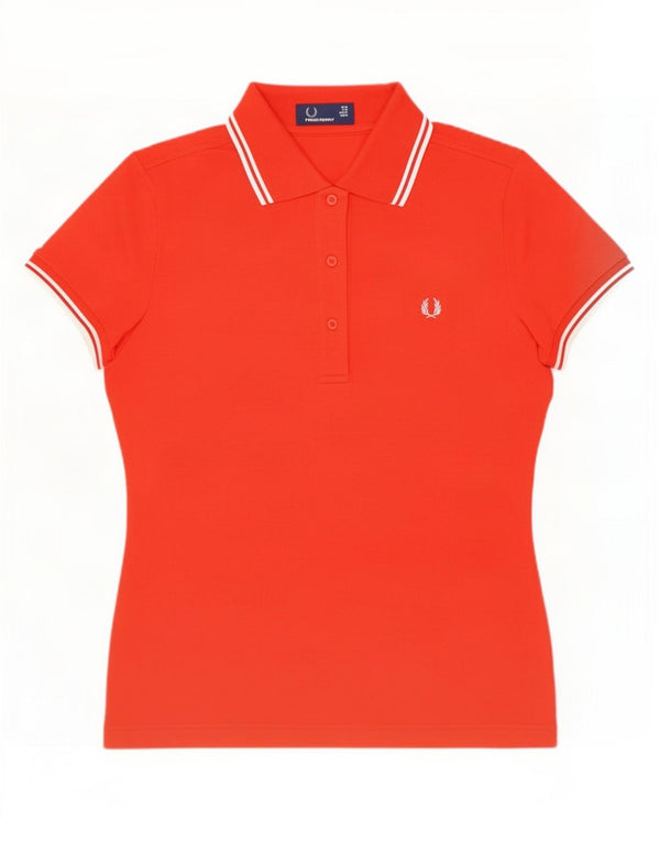 Fred Perry Polo para mujer UK 40 Algodón de rayas rojas medianas