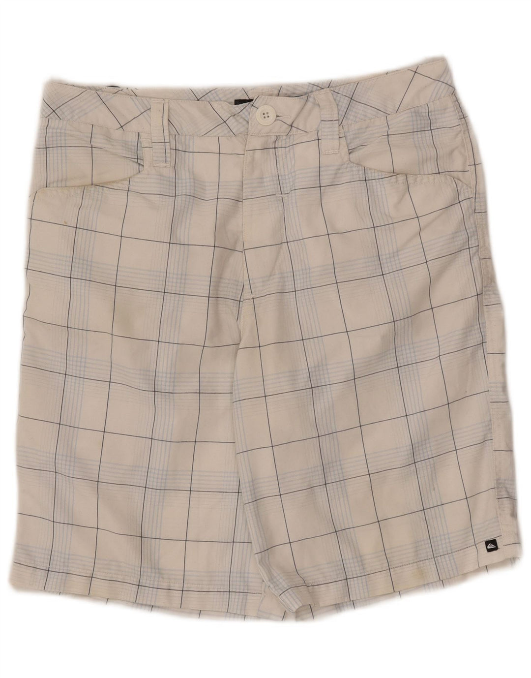 QUIKSILVER Pantalones cortos casuales gráficos para hombre W30 Poliéster a cuadros blancos medianos