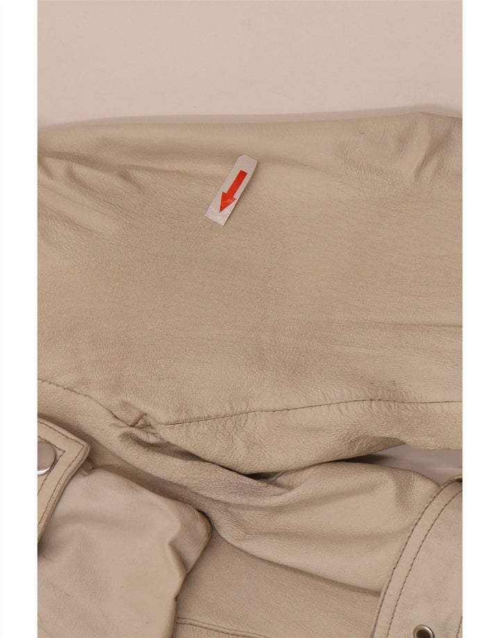 Vintage mujer cuero Racer chaqueta IT 46 cuero blanco grande
