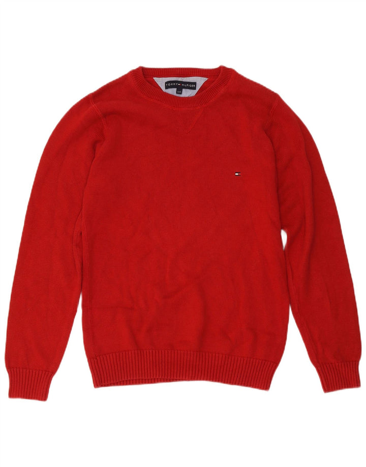 Tommy Hilfiger Jersey de cuello redondo para hombre pequeño de algodón rojo