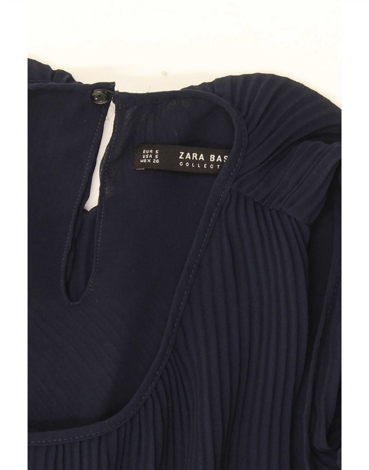 Zara Mujer Blusa Sin Mangas Top UK 10 Small Azul Marino