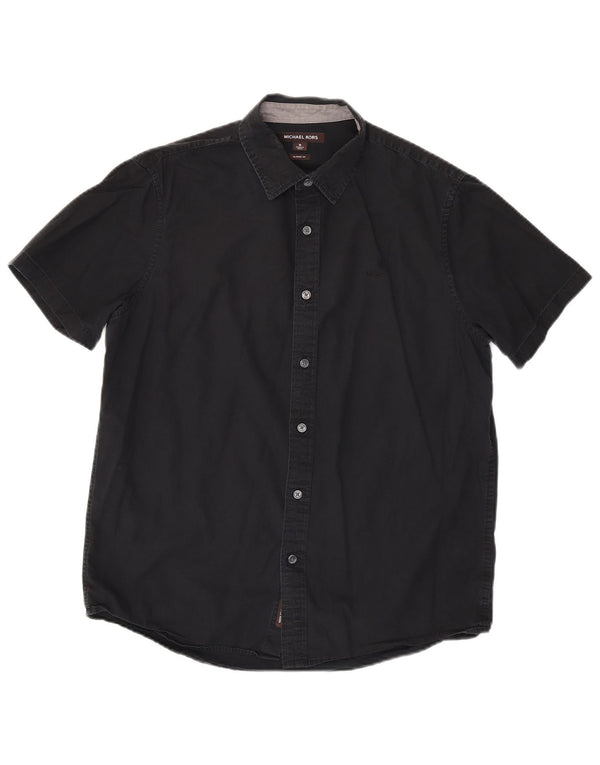 Michael Kors Camisa de manga corta de ajuste clásico para hombre, talla mediana, negra