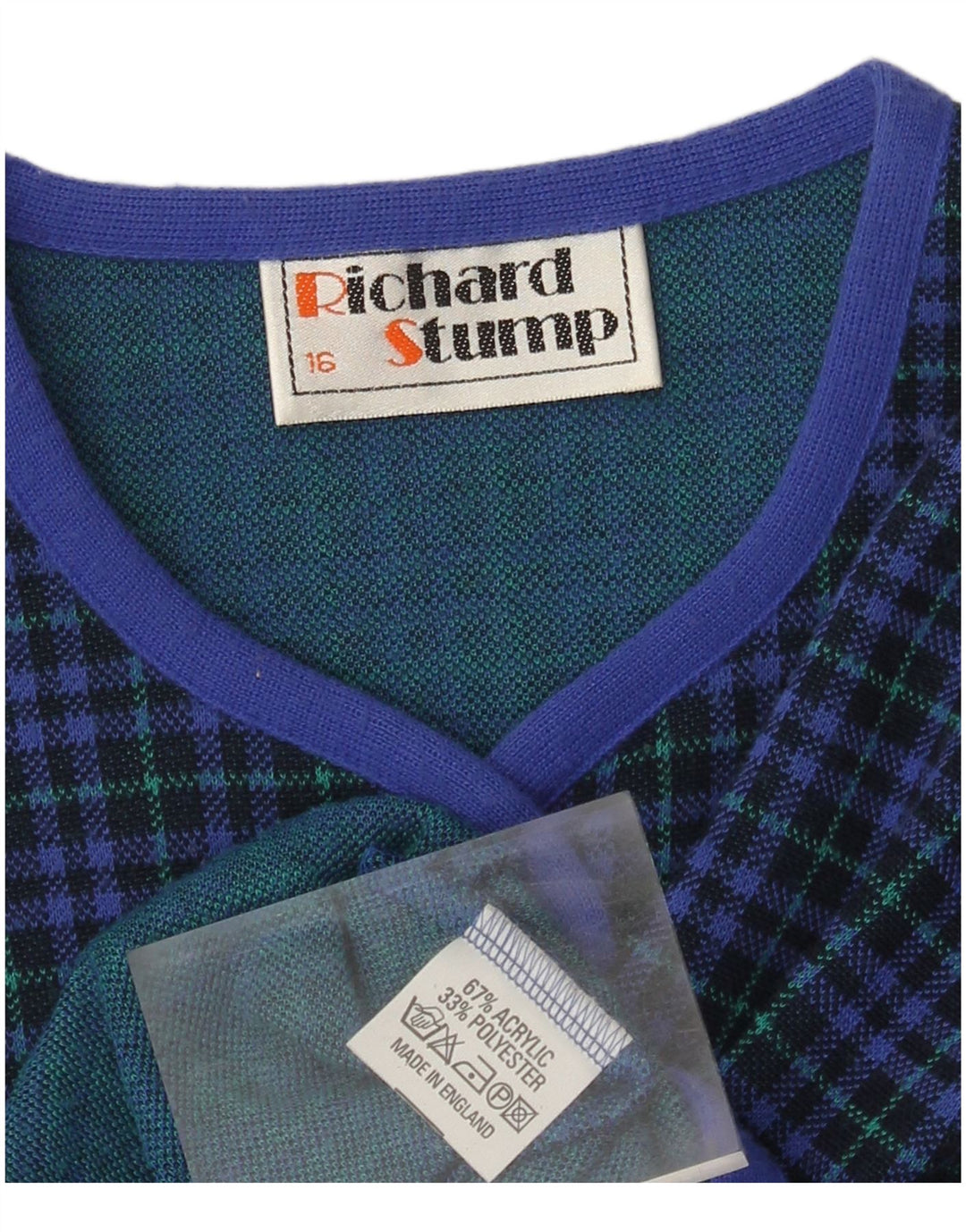 RICHARD STUMP Chaqueta tipo blazer de 5 botones para mujer UK 46 Large Blue Check