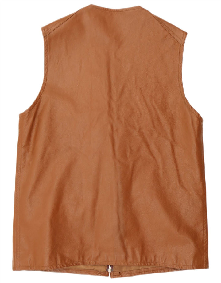 Chaleco de cuero vintage para hombre Reino Unido 38 Marrón medio