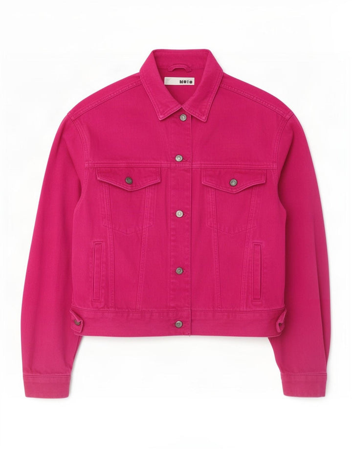 Topshop Chaqueta vaquera extragrande para mujer UK 10 Small Pink Cotton