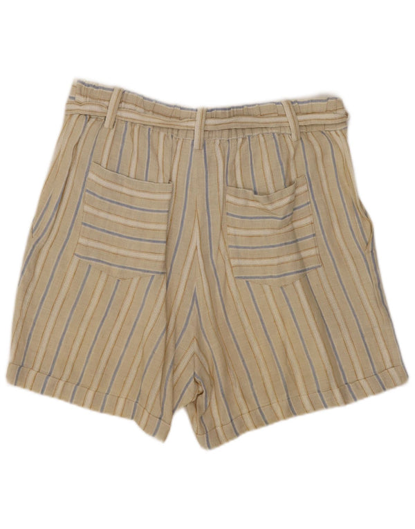 Massimo Dutti Shorts Casuales De Tiro Alto Para Mujer EU 36 XS W26 Beige Rayas