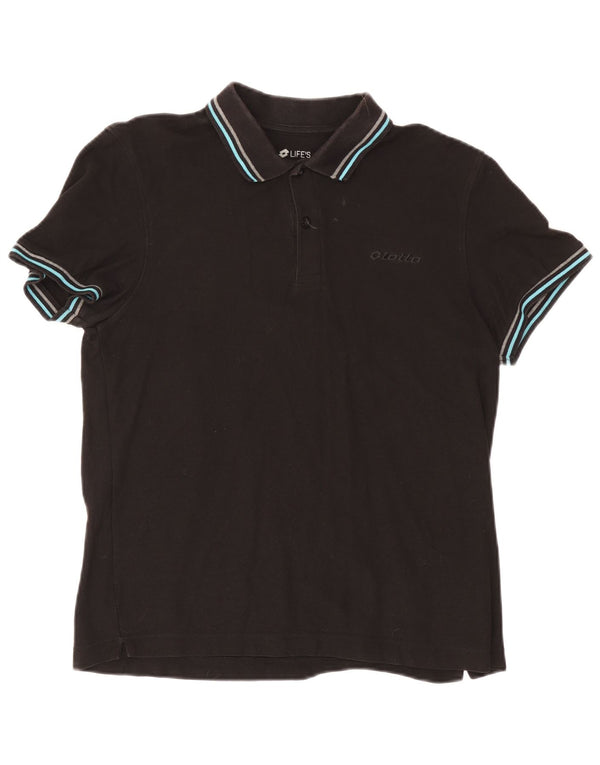 Polo Lotto Hombre Grande Algodón Negro