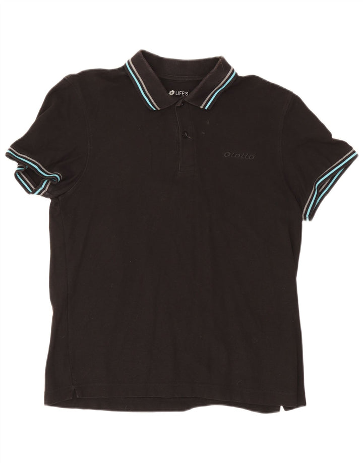 Polo Lotto Hombre Grande Algodón Negro