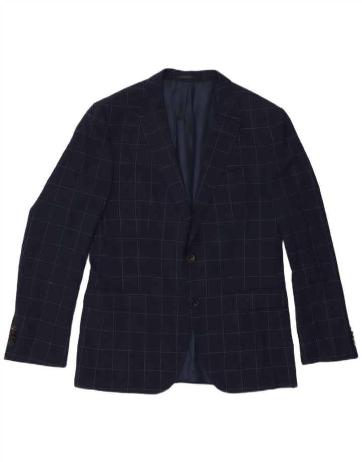 Hugo Boss Chaqueta tipo blazer de 2 botones para hombre EU 50 Large Navy Blue Check