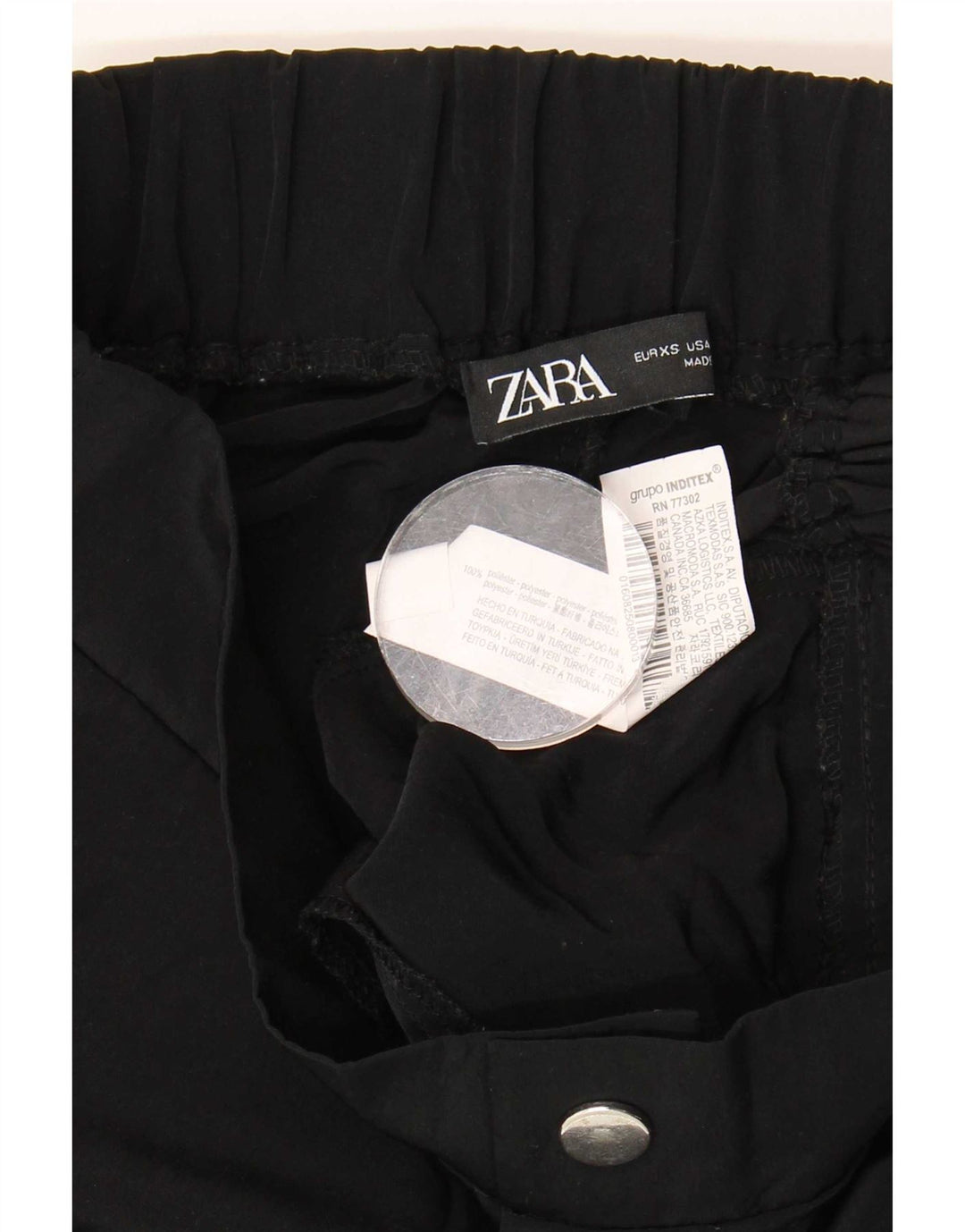 Zara Mujer Joggers Pantalón Cargo XS W24 L25 Negro Poliéster