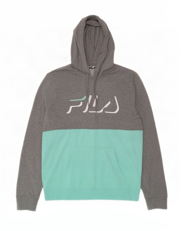 Fila Jersey con capucha gráfica para hombre 2XL Gris Colorblock Algodón