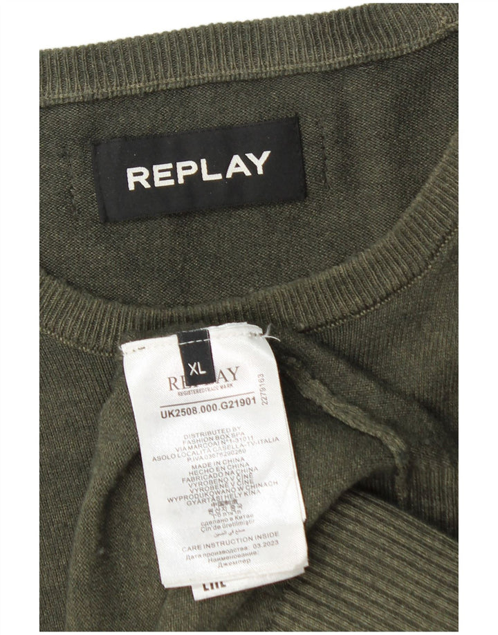 REPLAY Jersey con Cuello Barco para Hombre XL Lana Caqui