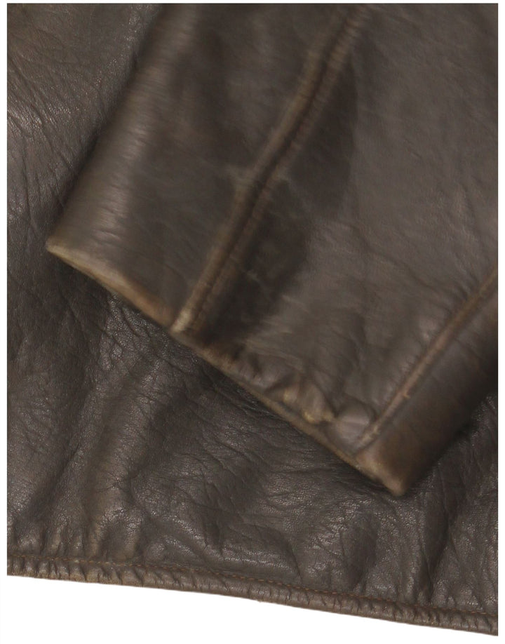Chaqueta de cuero vintage para hombre IT 48 Caqui medio