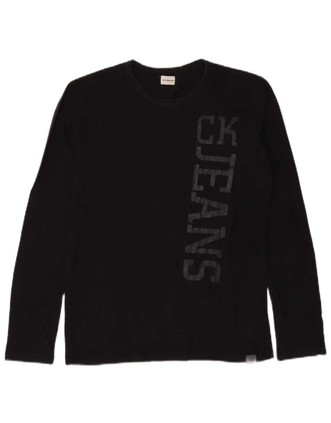 Calvin Klein Jeans Mens Graphic Top Manga Larga Pequeño Negro
