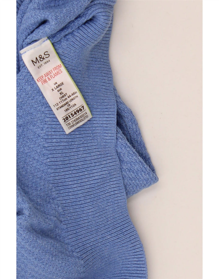 Marks & Spencer Jersey con Cuello Barco para Hombre XL Algodón Azul