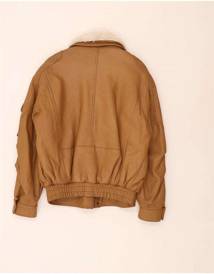 Pointers Chaqueta de cuero holgada para hombre UK 38 Cuero marrón medio