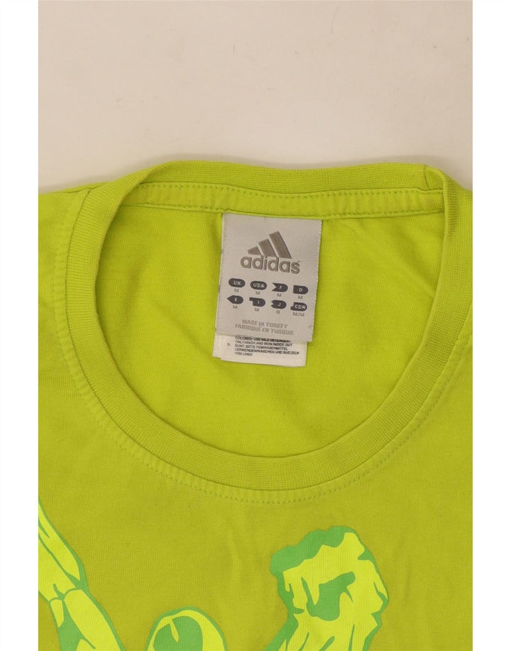 Adidas Hombre Camiseta Gráfica Top Algodón Verde Medio