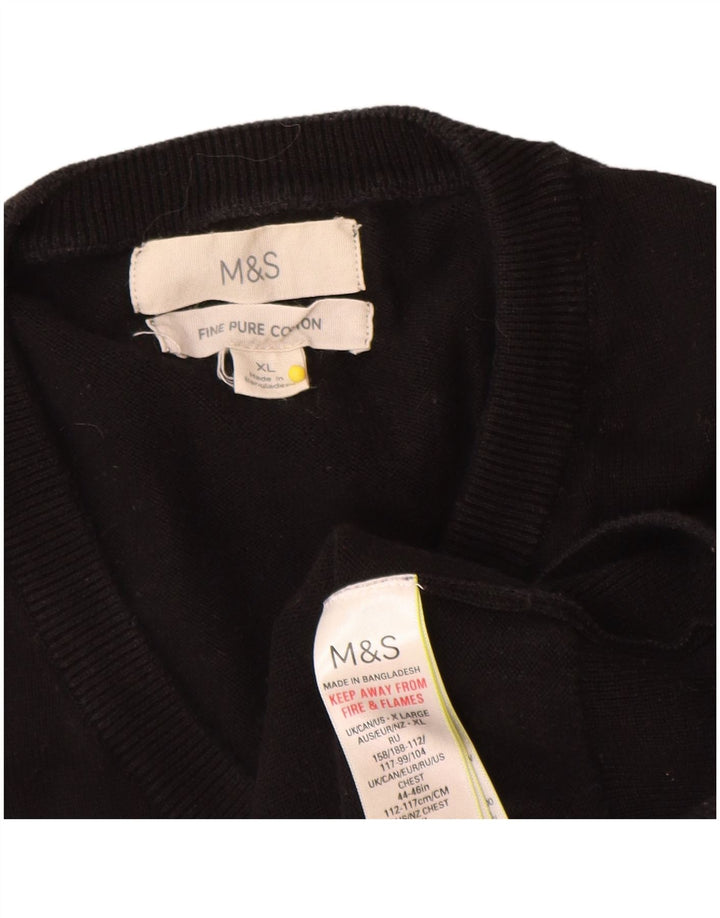 Marks & Spencer Jersey con Cuello en V para Hombre XL Algodón Negro