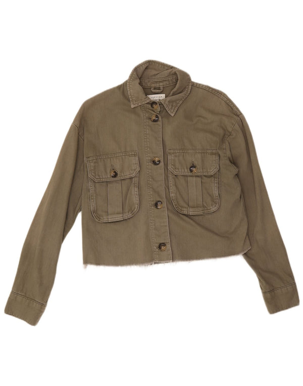 Topshop Chaqueta vaquera extragrande corta para mujer UK 6 XS Algodón caqui