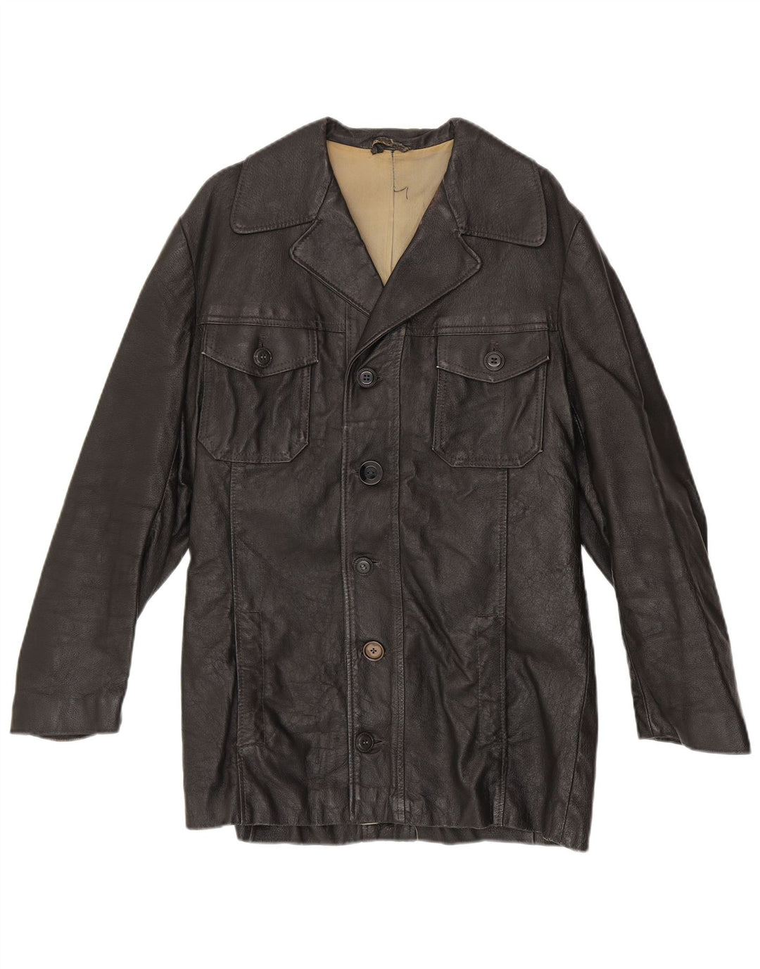 Vintage hombres chaqueta de cuero Reino Unido 38 medio negro