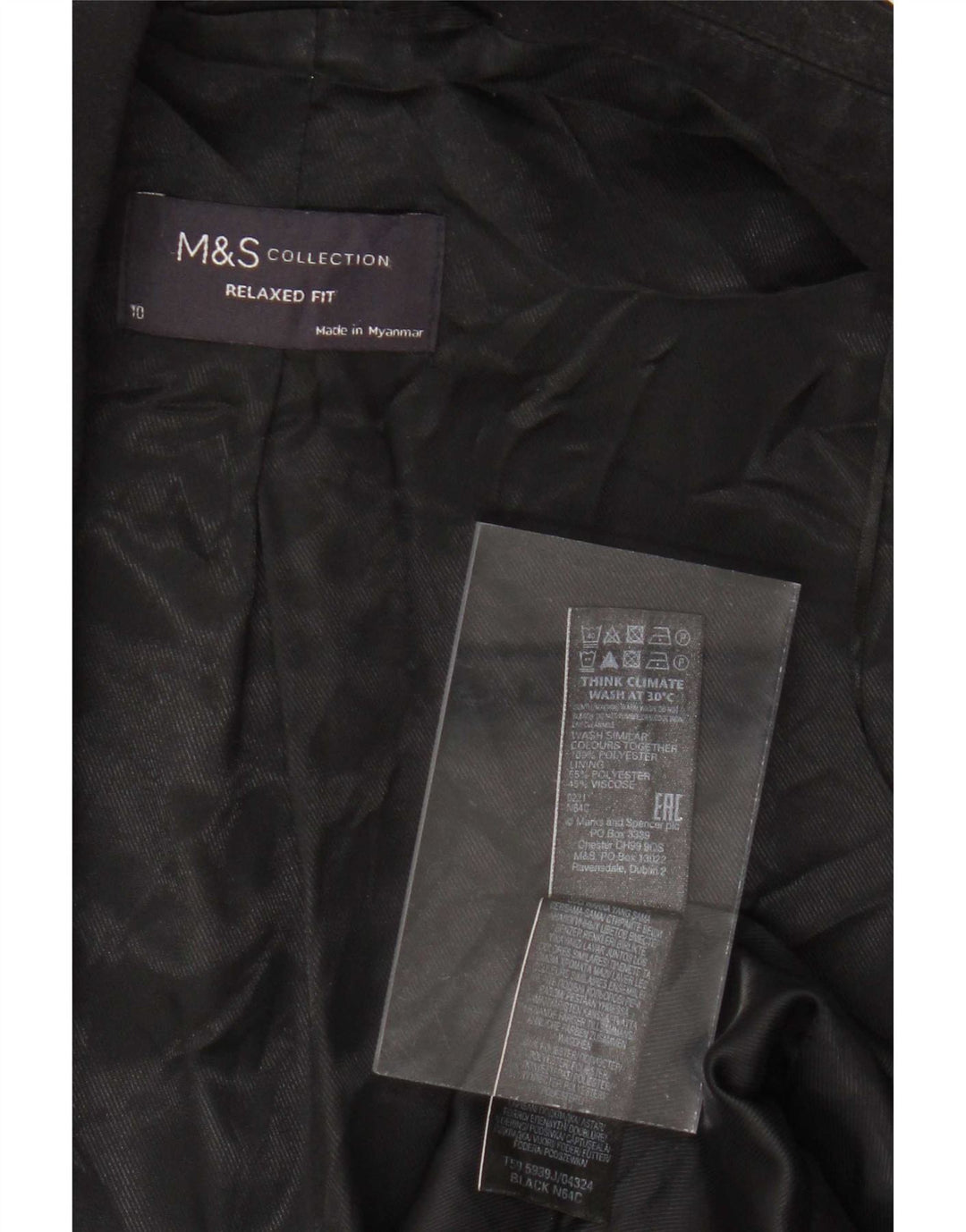 Marks & Spencer Chaqueta Blazer de Corte Relajado para Mujer UK 40 Small Negro