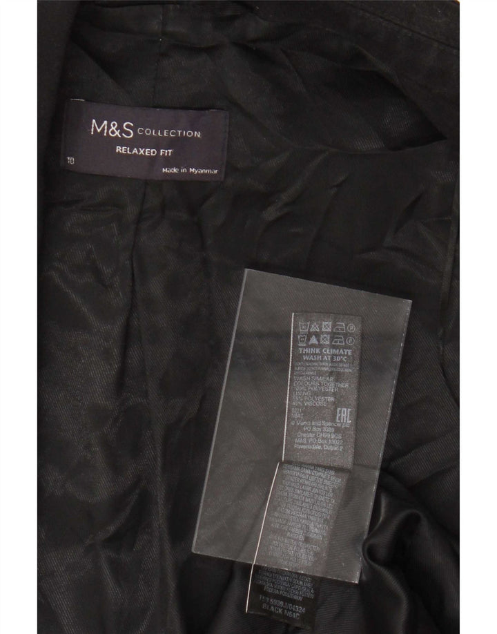 Marks & Spencer Chaqueta Blazer de Corte Relajado para Mujer UK 40 Small Negro