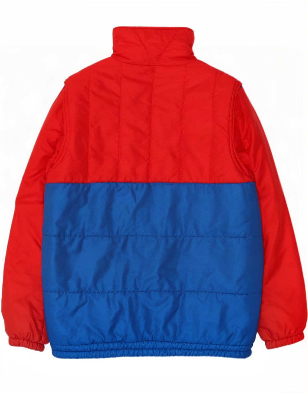 Vintage hombres chaqueta acolchada Reino Unido 38 medio rojo colorblock poliamida