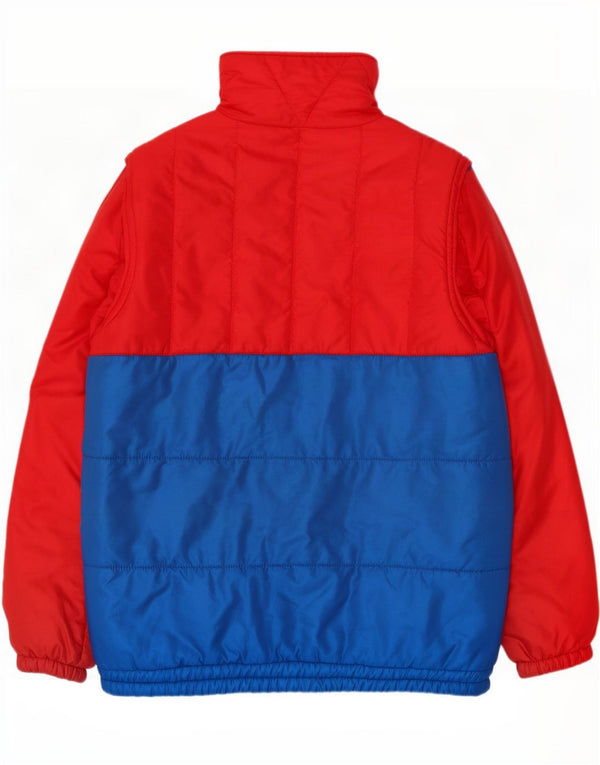 Vintage hombres chaqueta acolchada Reino Unido 38 medio rojo colorblock poliamida
