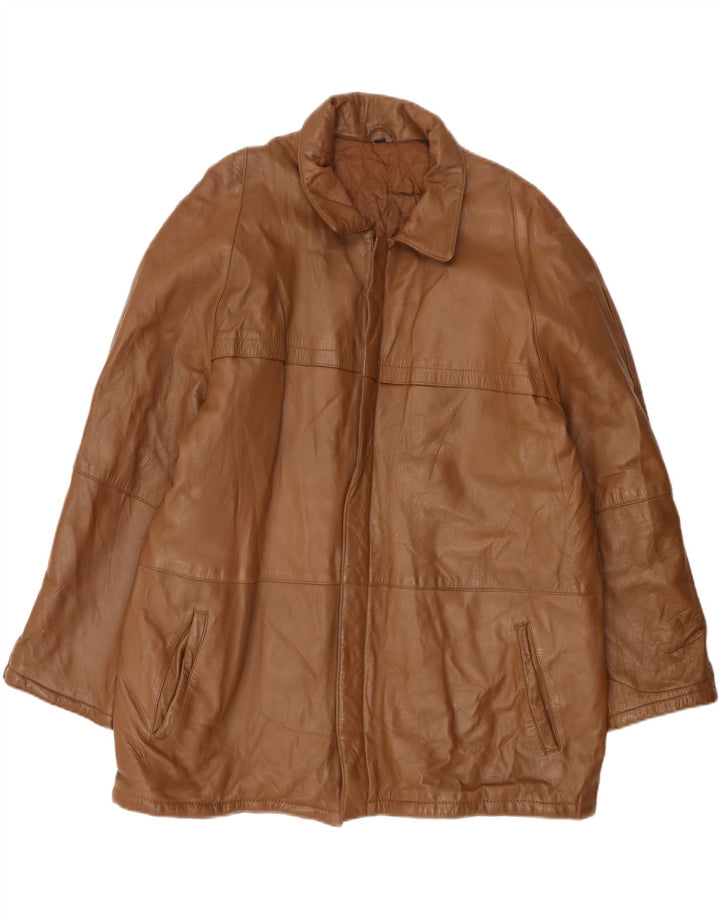 Chaqueta de cuero vintage para hombre IT 58 4XL cuero marrón