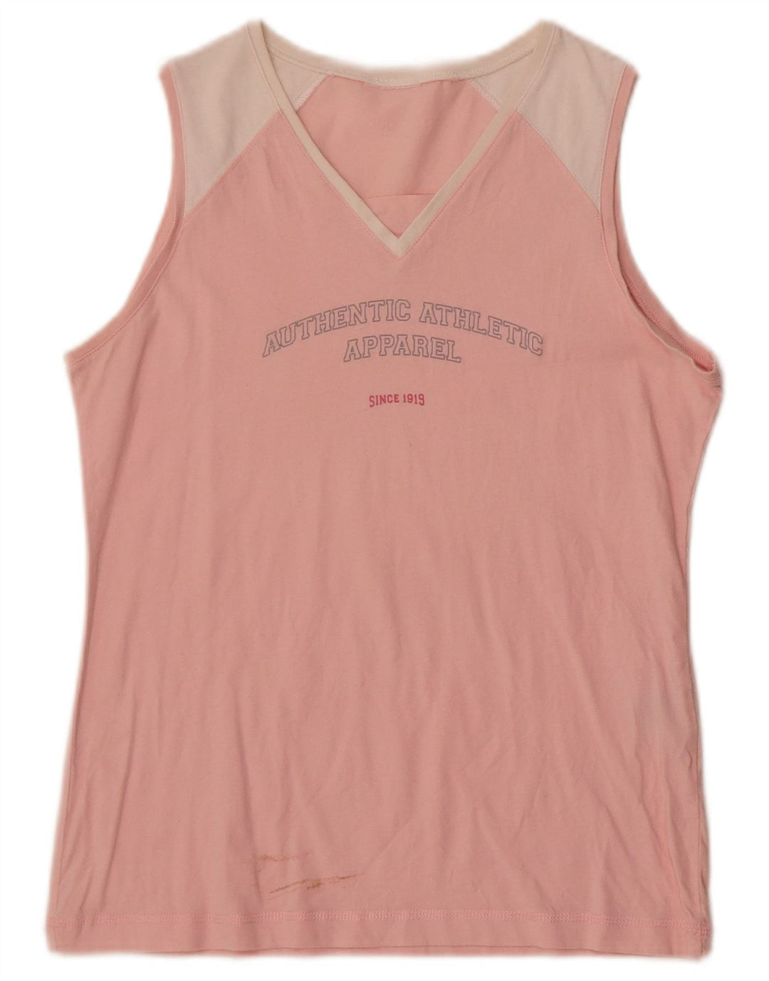 Champion Camiseta Sin Mangas Estampada Para Mujer UK 40 Algodón Color Block Rosa Mediano