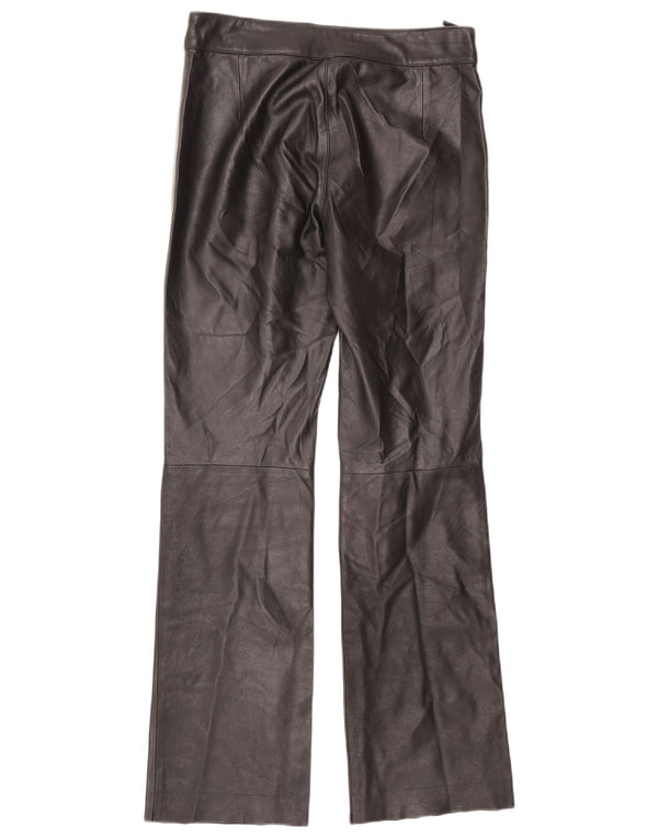 Vintage mujer cuero pantalones rectos EU 38 Medio W30 L32 Negro