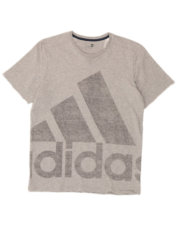 Adidas - Camiseta gráfica para hombre, talla grande, algodón gris