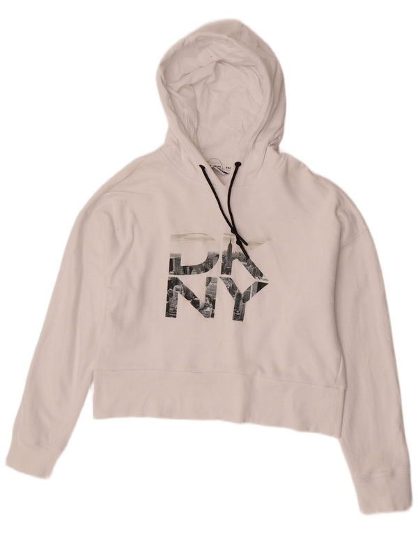 Dkny Jersey con capucha y estampado gráfico extragrande para mujer UK 10 Small White Cotton