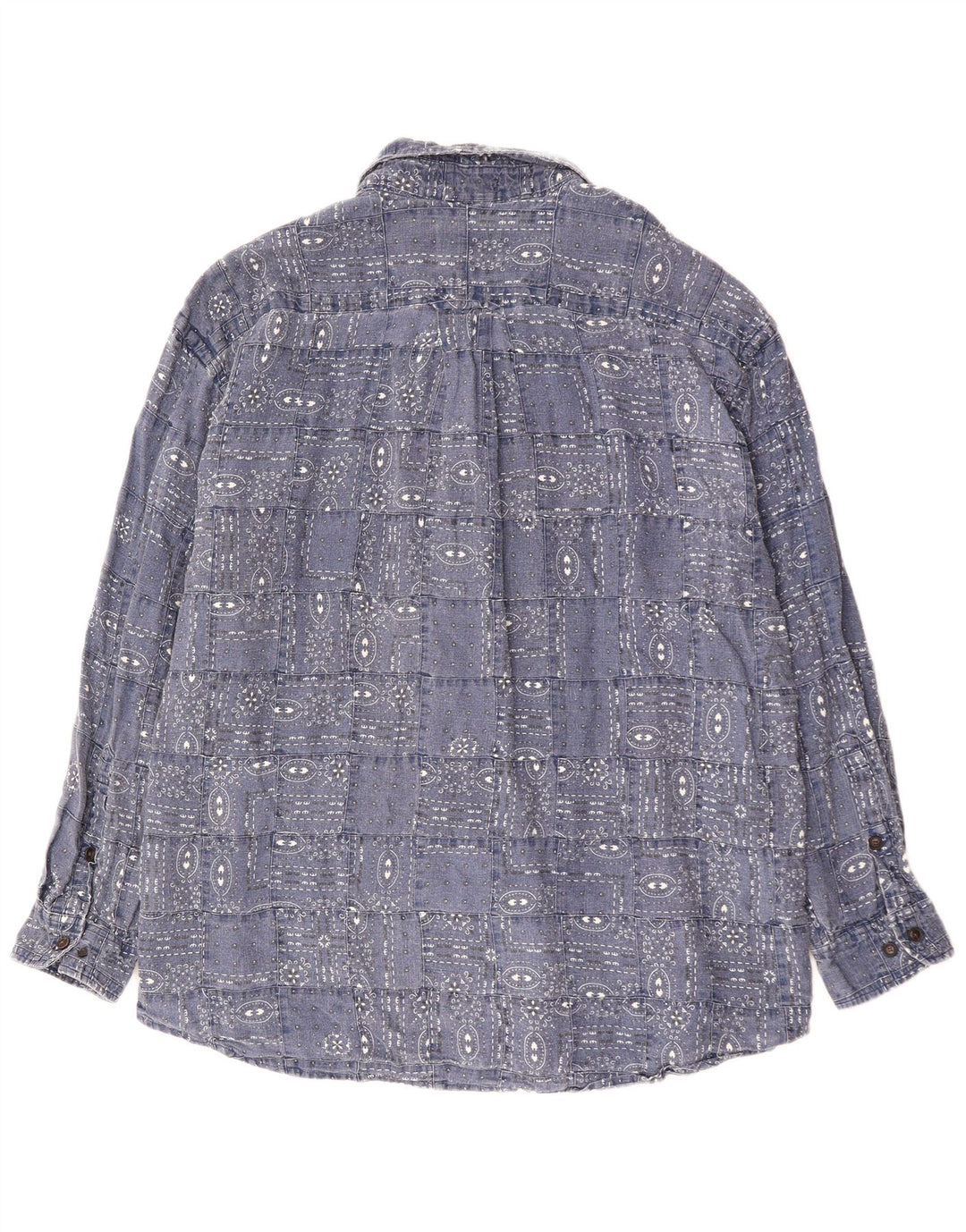 ORVIS Camisa para hombre 2XL Lino geométrico azul marino