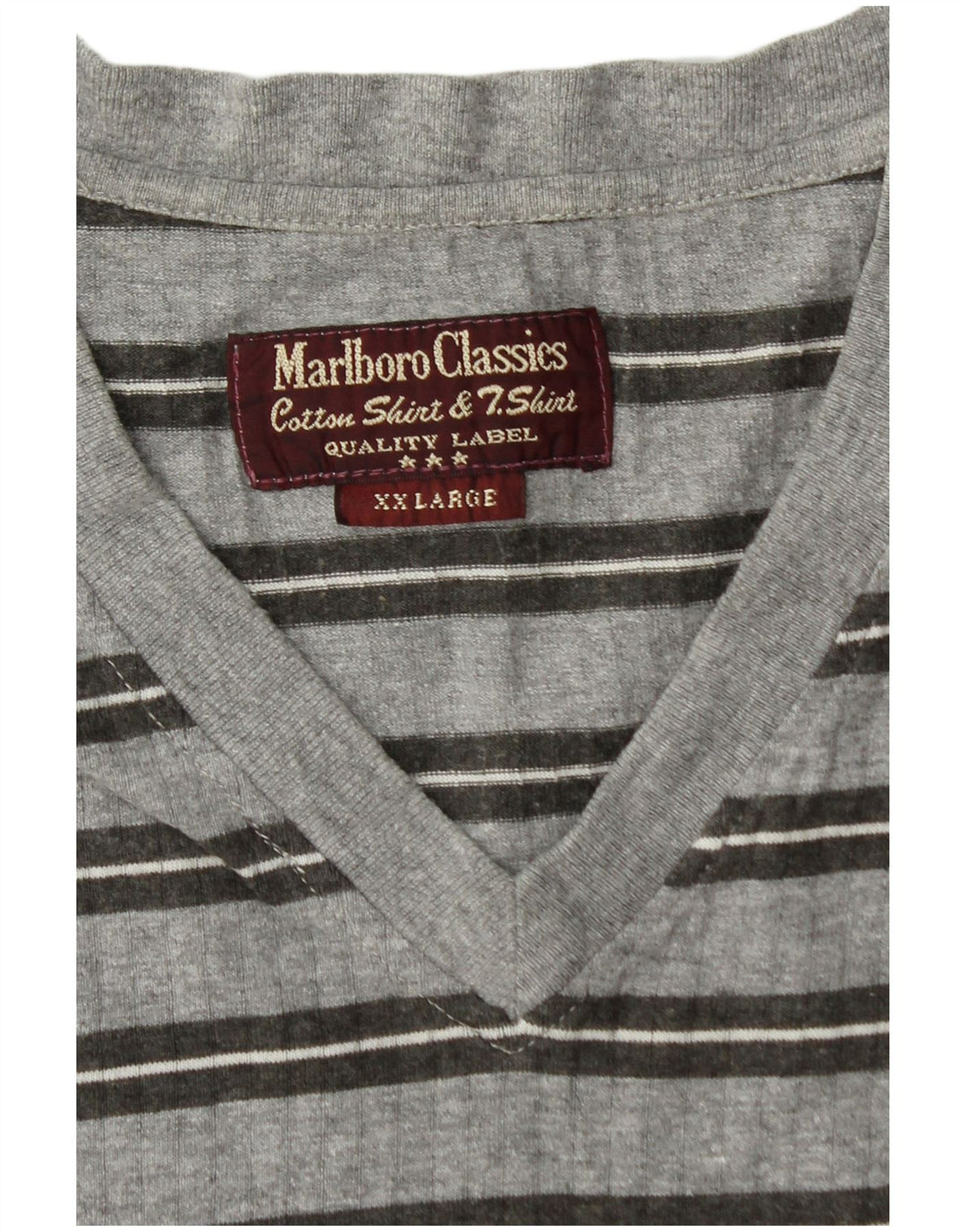 MARLBORO CLASSICS Camiseta para hombre Top 2XL Gris Rayas