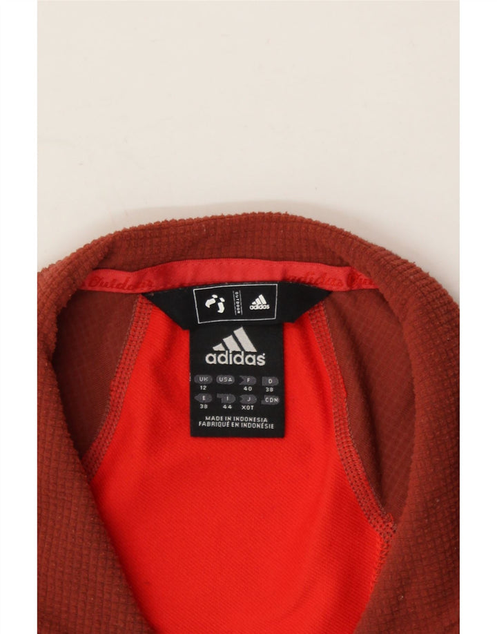 ADIDAS Womens Fleece Jacket UK 12 Medium  Maroon Colourblock Polyester Vintage Adidas and Second-Hand Adidas from Messina Hembry 