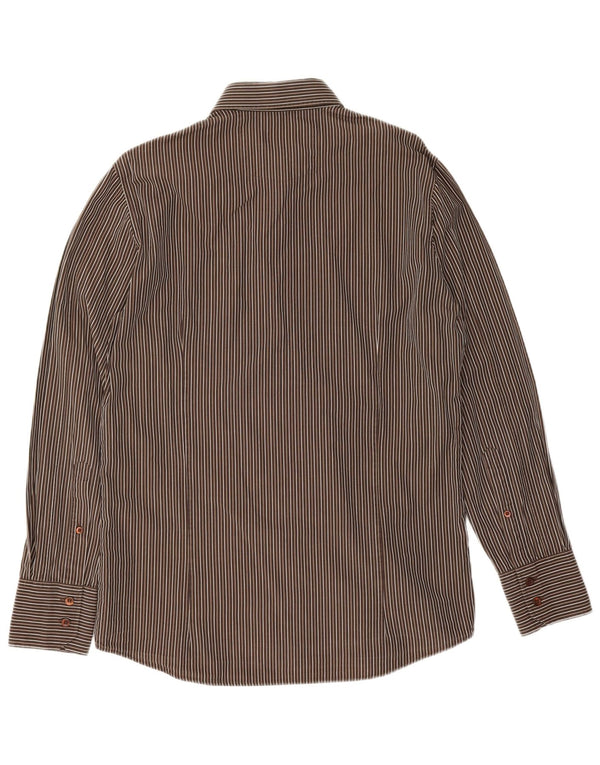Camisas HUGO BOSS Hombre | Camisa de algodón con rayas diplomáticas marrón medio