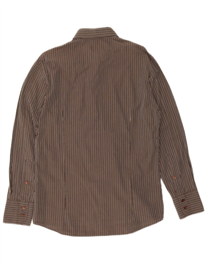 Camisas HUGO BOSS Hombre | Camisa de algodón con rayas diplomáticas marrón medio