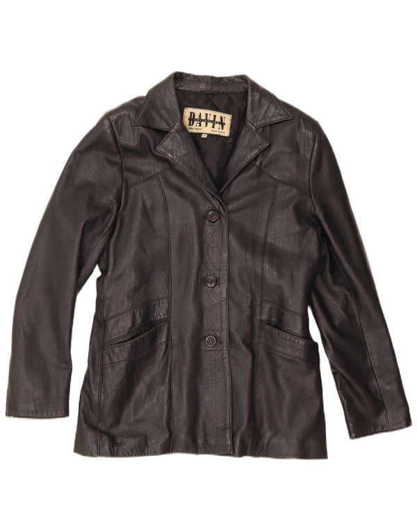 Davin Chaqueta Blazer de Cuero con 3 Botones para Mujer IT 44 Mediano Negro