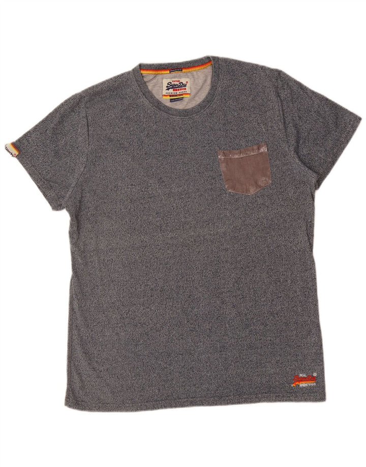 SUPERDRY Camiseta para hombre Top 2XL Algodón moteado gris