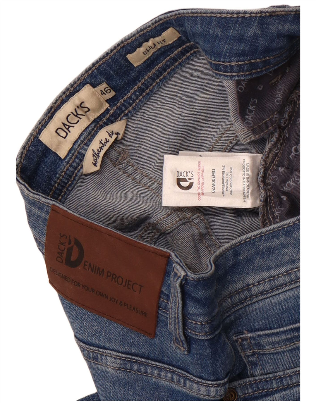 Dack's Jeans ajustados para hombre IT 46 Small W30 L26 Algodón azul