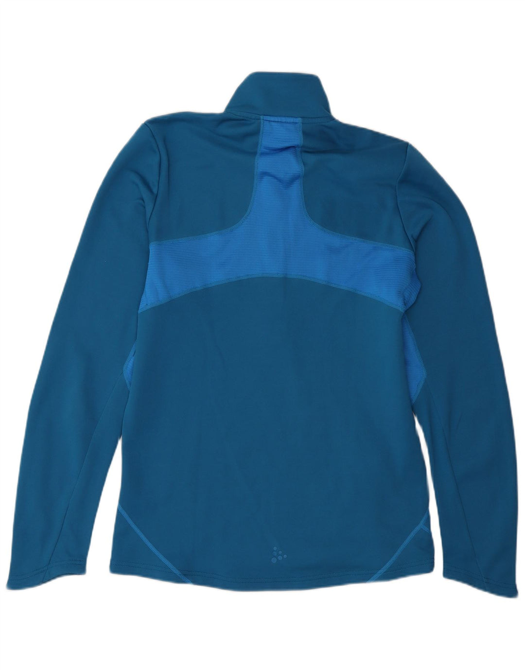 Vintage hombres cremallera cuello jersey chándal top medio azul colorblock
