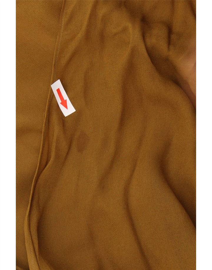 VINTAGE Blusa de manga larga para mujer Top UK 14 Poliamida marrón medio