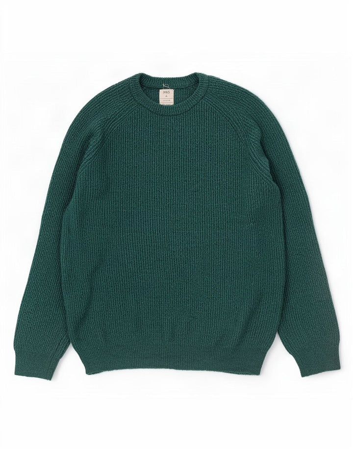 Marks & Spencer Jersey de cuello redondo para hombre XL Poliamida verde