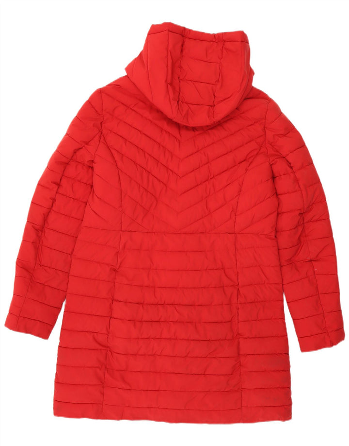 Dkny Abrigo acolchado con capucha para mujer UK 46 Poliéster rojo grande